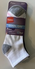 Hanes COOL DRI Women's Ankle Socks Size 5-9, 3-Pack, Moisture Wicking. NWT