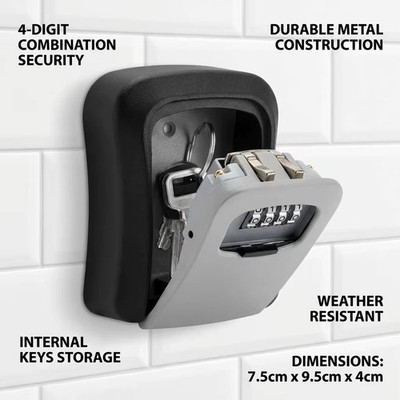 Außen Hochsicherheit Wandmontage Schlüssel Safe Box Code Schloss Aufbewahrung 4 Ziffern UK