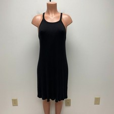 Madewell Women Black High Neck Ribbed Sleeveless Racerback District Tank Dress M