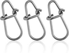 Dr.Fish 50 Pack Crankbait Snaps Stainless Steel Duo #0-55LB-50 Pack, Silver 