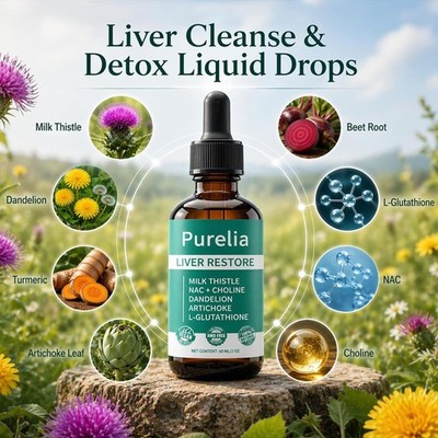 Purelia Liver Restore, Complete Liver Support Supplement with Milk Thistle 60ml