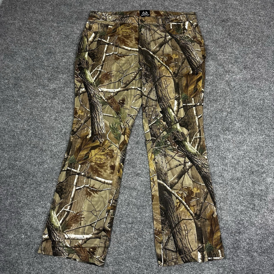 Realtree Camo Pants Ladies 16 Brown Green Camouflage Hunting 5 Pocket Outdoor - Image 2 of 4