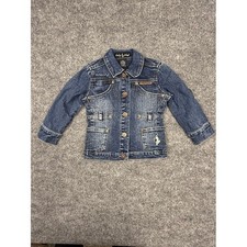 Vintage Baby Phat Girls Denim Jacket Blue 3T Cat Embroidery, New