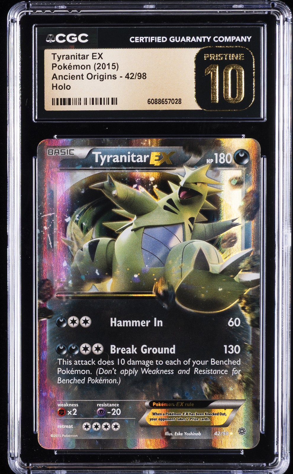 2015 POKEMON ANCIENT ORIGINS HOLO #42/98 TYRANITAR EX CGC 10 PRISTINE