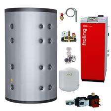 Paket Fröling Scheitholzkessel S3v Turbo 30 kW Pufferspeicher 2000 Liter Zubehör