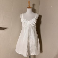 Auden Womens Large White Woven Cotton Lingerie Underwire Babydoll Dress