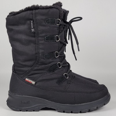 KAMIK Brooklyn Black Womens Size 6 Waterproof Winter Boots Sherpa Line 