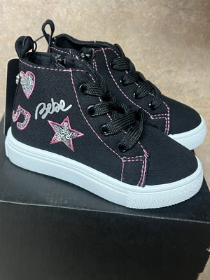 Girl's Bebe Boots, Black,Kids Size 6 Graphics on the Side, Zipper, New,