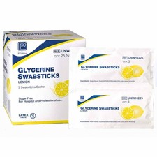 Glycerine Swabsticks - Lemon Flavour - 25 Sachet Sachet x3 = 75