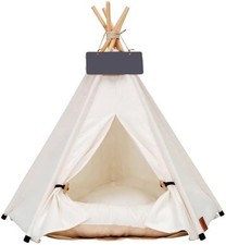Dog Teepee Bed Cat Tent Portable Houses Pet Puppy with Thick Cushion L:Size