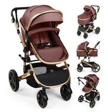 Coche Para Bebes Cochecito Para Ni os Convertible Reversible Bassinet Pram Brown