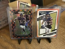 2021 Prizm David Montgomery Red Checker Prizm #160 + 2021 Donruss Threads