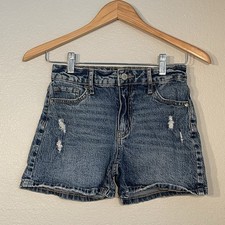 Art Class Girls Large 10/12 Blue Denim Shorts Adjustable Waist Pockets Casual