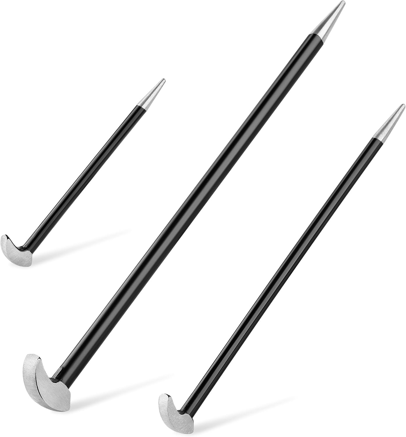 Heel Bar Set 3PCs, MAXPOWER Heel and Toe Rolling Head Pry Bar Crowbar Wrecking