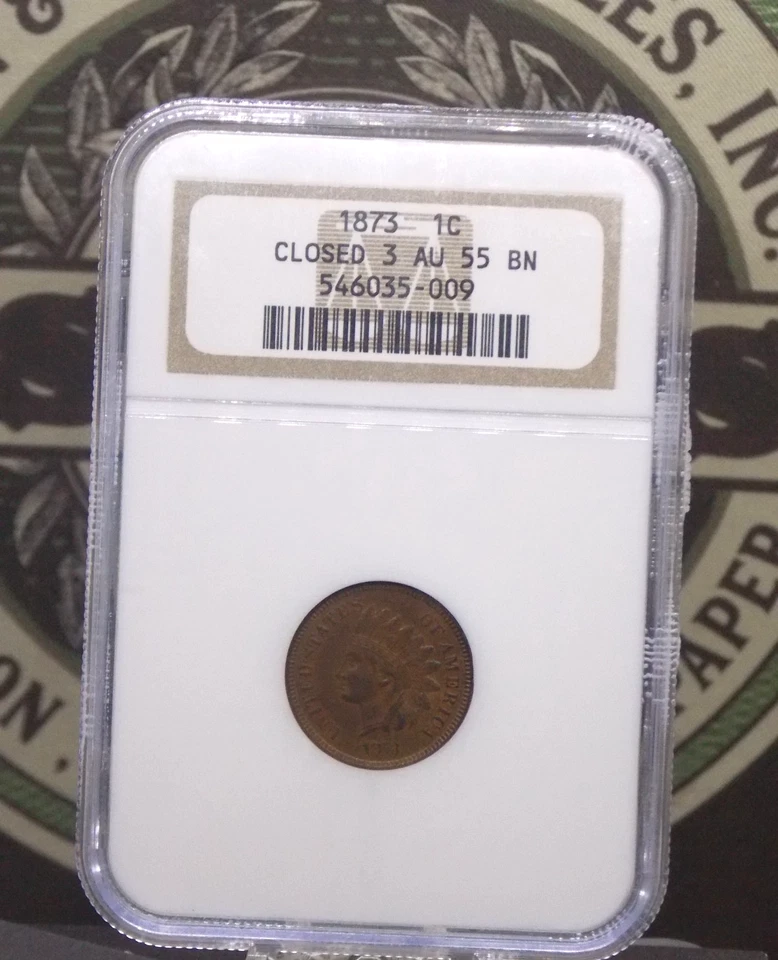 1873 Indian Head Cent Penny *CLOSED 3* 1c NGC AU55 BN #009 About Unc ECC&C, Inc. - Image 3 of 4