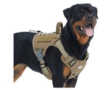 Taktyczna uprząż dla psa Auroth ze smyczą 6 stóp – wytrzymała kamizelka bez ciągnięcia – żółta wojskowa