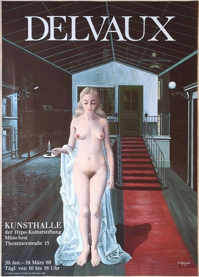 Poster Plakat - Paul Delvaux - Surrealismus - Hypo-Kulturstiftung München 1989 - Bild 1 von 1