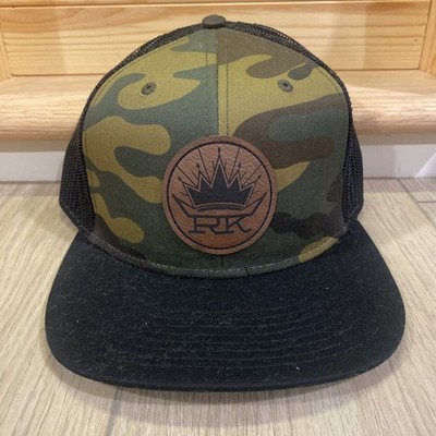 Randall King Black And Camo Leather Patch SnapBack Mesh Hat / Ball Cap