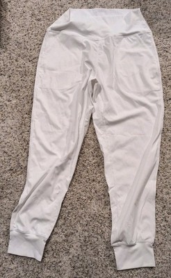 G Gradual Joggers Womens Sz Medium White Athleisure Pockets Hi Rise Soft Workout