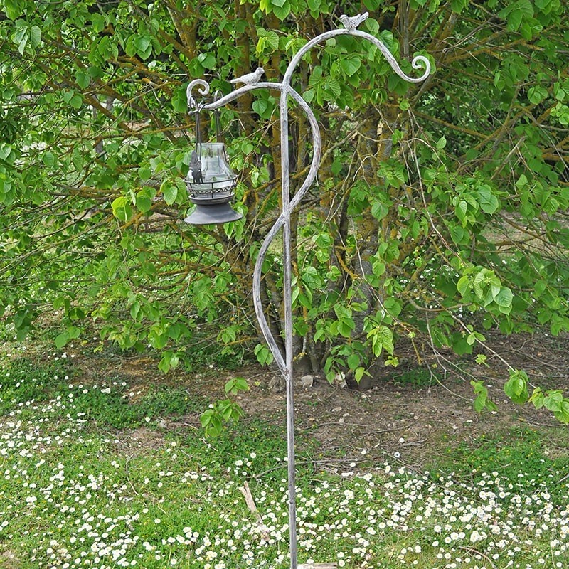 Tuteur Double Potence Métal Patiné 185cm Support Rosier Grimpant Extérieur