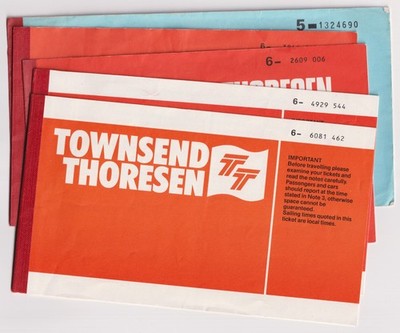 5 Townsend Thoresen Fährtickets 1978-1986 Larne Cairnryan Irland Lot