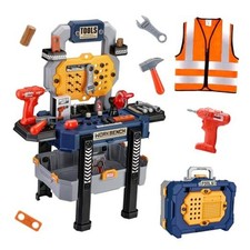 Kids Tool Bench with Realistic Tools and Electric Drill, Suitable for 3-5 Blue