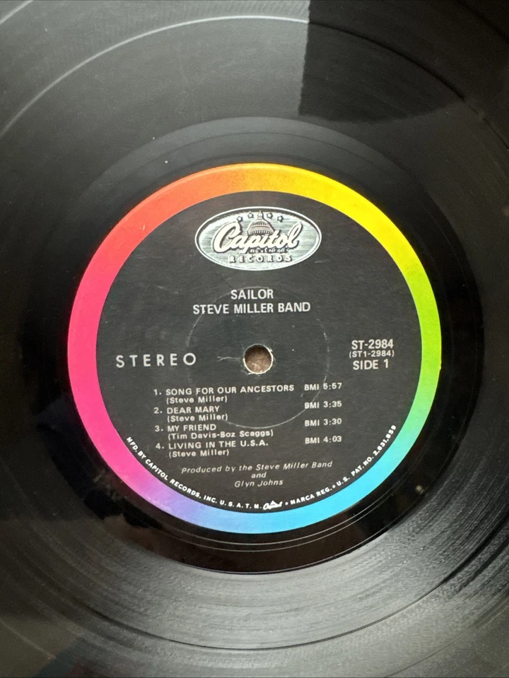 Steve Miller Band “Sailor” 1968 Vtg Vinyl 33 LP Capital Records ST 2984 - Imagem 4 de 4