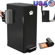 Large Dog Poop Trash Can Outdoor Soft Close Lid Pedal Garbage Bin Odor Control