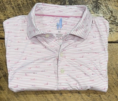 Johnnie-O Polo Shirt Mens M Pink Bikini Girls Featherweight Golf Polo Rookery FL
