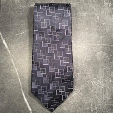 Mens Tie  Giorgio Armani  Grey Square Geometric Silk Made in Italy