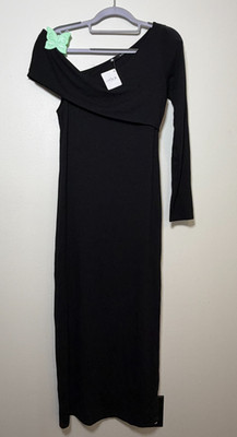 NEW Krisa Black One Sleeve Maxi Dress Size Small Casual Evening Gown Made in USA