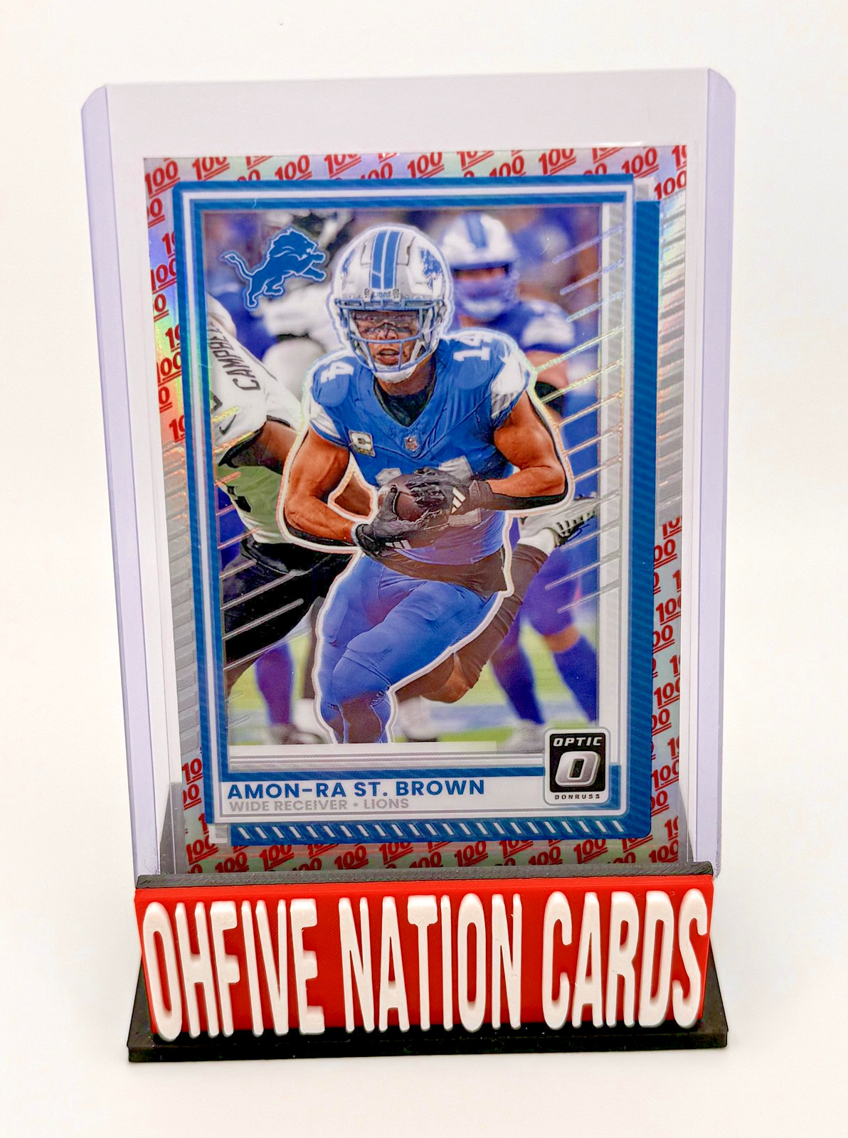 2025 Donruss Optic Amon-Ra St. Brown One Hundred (EMOJI) #63 CASE HIT - Lions