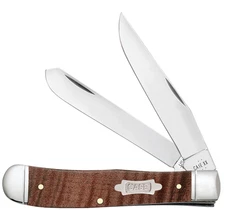 Case xx Smooth Curly Maple Wood Trapper 10849 Pocket Knife Stainless