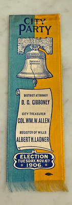 1906 City Party Ribbon Whitehead & Hoag Phila Reform