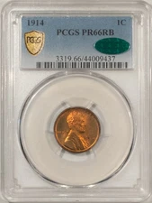 1914 MATTE PROOF LINCOLN CENT - PCGS PR-66 RB, CAC APPROVED! FIERY!