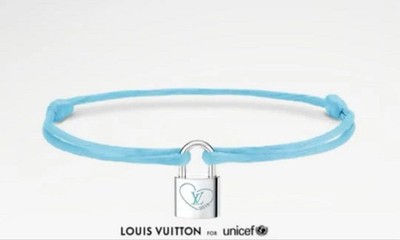 Louis Vuitton ブラスレLVチェーン（ブルー×ライトブルー）箱、袋付 Louis Vuitton Felix Bracelet Silver Lock It Blue Genuine Authentic