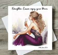 Prom Card Personalised 3 Dress Colours Large 8” Option & Inside Message Option