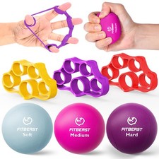 Grip Strength Trainer   6 Pieces Hand Therapy Kit with Finger Extension Exerc...