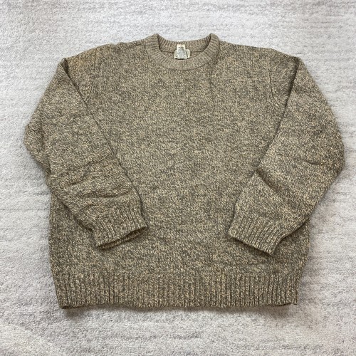 VTG LL Bean Lambswool Marled Knit Sweater Large Beige Tan Outdoors 0 DBG9 Hiker