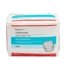 72 Cardinal Covidien Sure Care 1615A Adult Unisex Disposable Pull On Underwear L