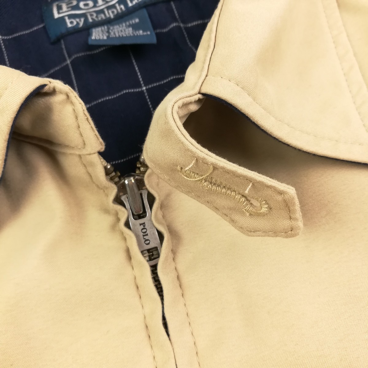 Vintage Polo Ralph Lauren Jacket Harrington Full Zip Beige Mens