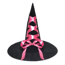 Witch Hat with Ribbon Adult Costume Accessory  Pink