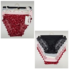JESSICA SIMPSON 5 Pack Women's S M L XL Lace Bikini Panties Black White Red Pink