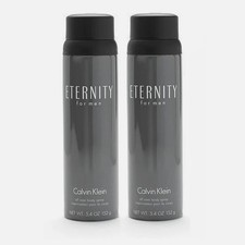 2 PACK Eternity for Men by Calvin Klein All Over Body Spray 5.4 oz /152g RARE
