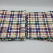 Longaberger Woven Traditions Plaid Ruffled Valances Set Of 2 72" x 18" In EUC