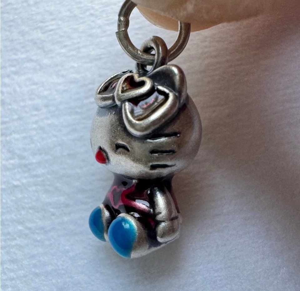 Collar colgante de plata fina Hello Kitty S999 esmalte 3D Foto 4 de 4