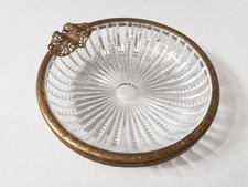 Antik 20er Aschenbecher Bleikristall Glas geschliffen verziert goldfarbener Rand