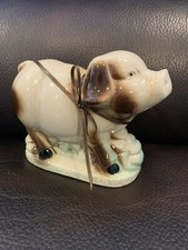 Vintage Ceramic Pig Decor Piece Farmhouse Country Piggy Cream  Brown.