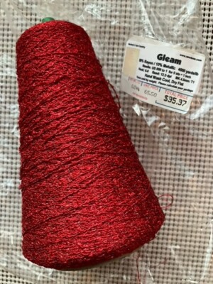 Gleam Metallic Glitter Thread Yarn ~1 cone~ Color Red ~2000 yds 12.5 dpi 4.5 mm