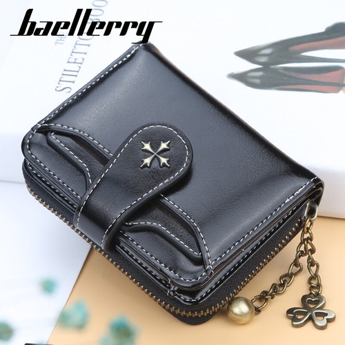 Women's Leather Small Bifold Zipper Pocket Wallet Card Case Purse with id Window - Picture 23 of 34